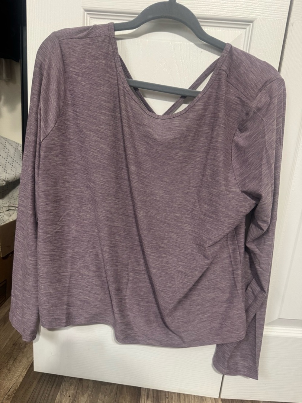 Kyodan Long Sleeve Crisscross Back Top - Plum Heather